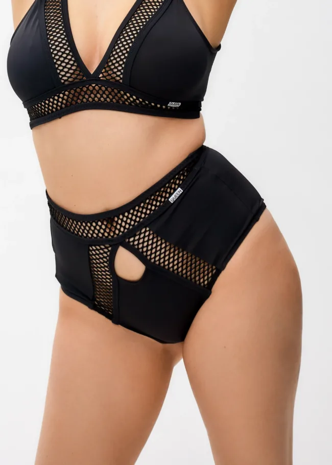 High Waisted Shorts with Mesh – STAY WILD – Black - 21.12 Dance clothes0494 scaled