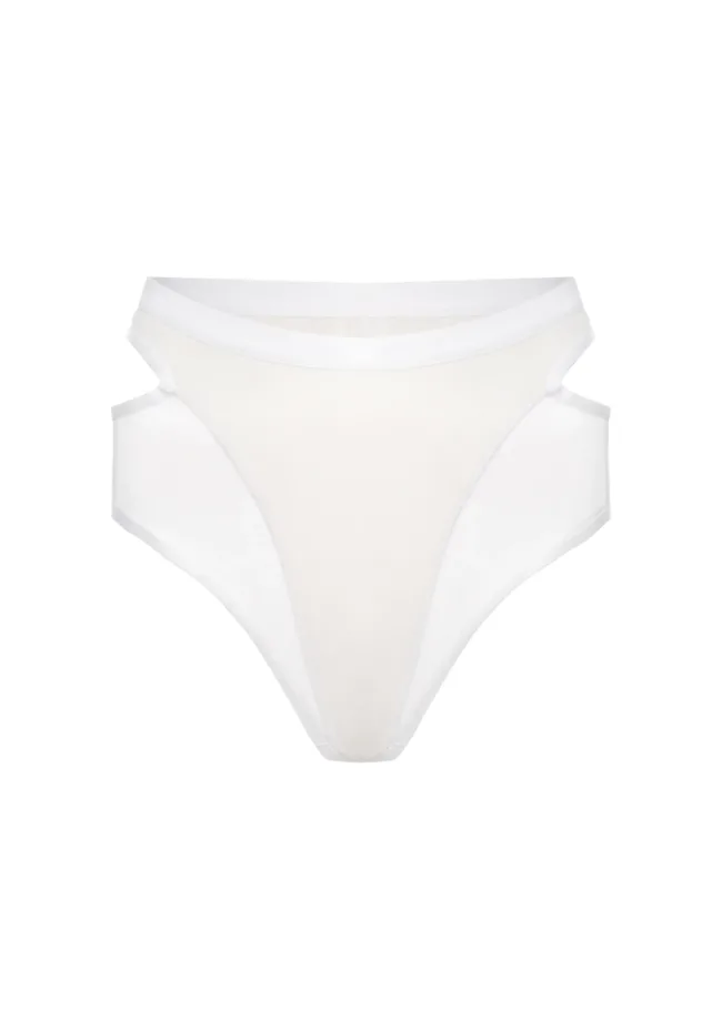 High Waisted Shorts with Mesh – CANDY – Ice White - 25 scaled