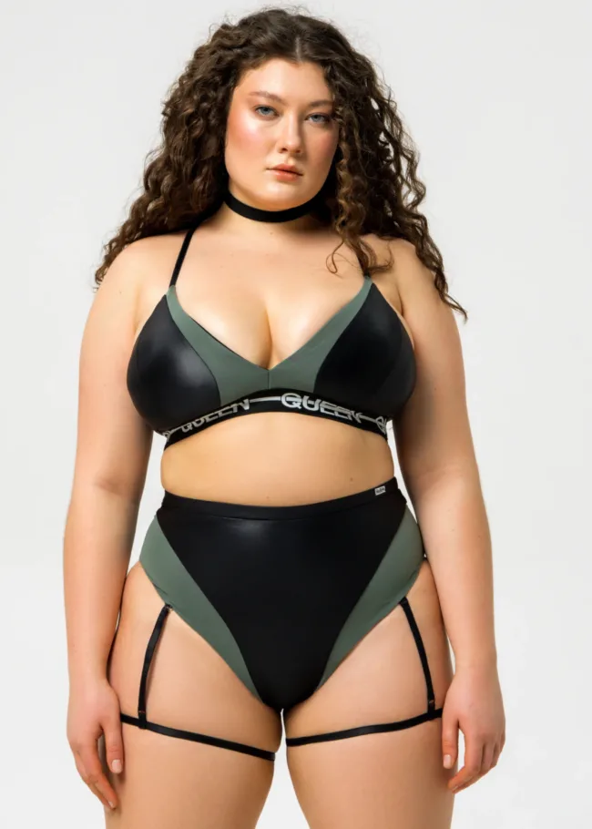 High Waisted Garter Shorts with Mesh – DOLL – Deep Black Glow - 2Queens Kyiv 0221 scaled